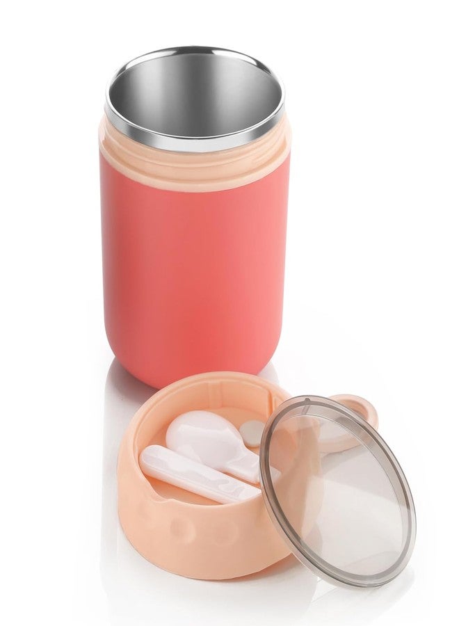 AADHIK Insulated Soup Cup Stainless Steel Water Cup with Spoon Lunch Container Leakproof Food Flask for Hot Food Soup for Kid Adult Office Outdoor Picnic Travel (Pink) - Image 1